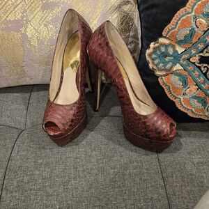 MICHAEL Michael Kors Burgundy Peep-Toe Heels